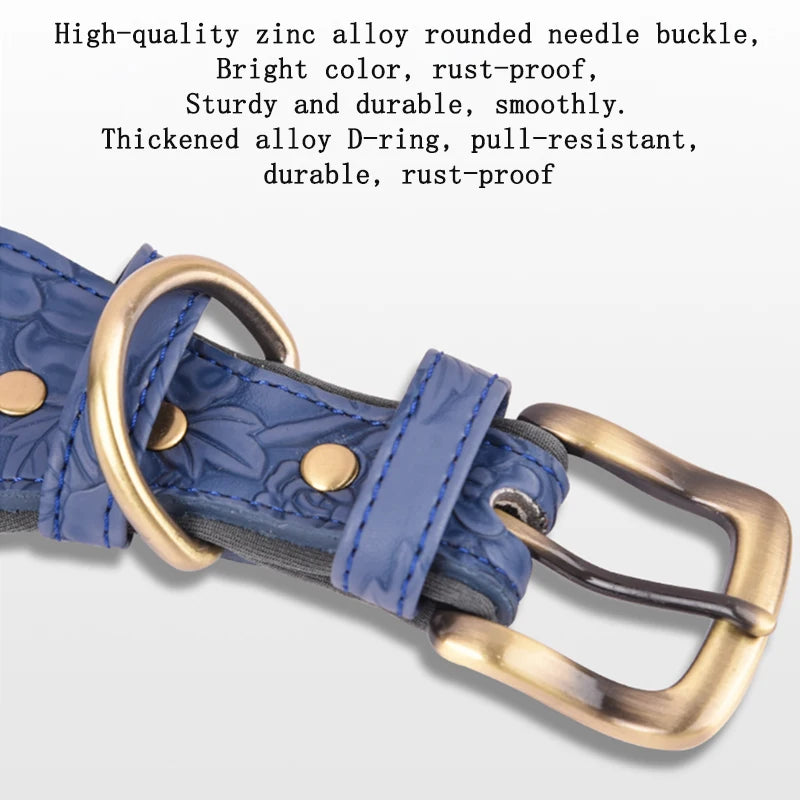 Engraved Leather Padded Dog Collar