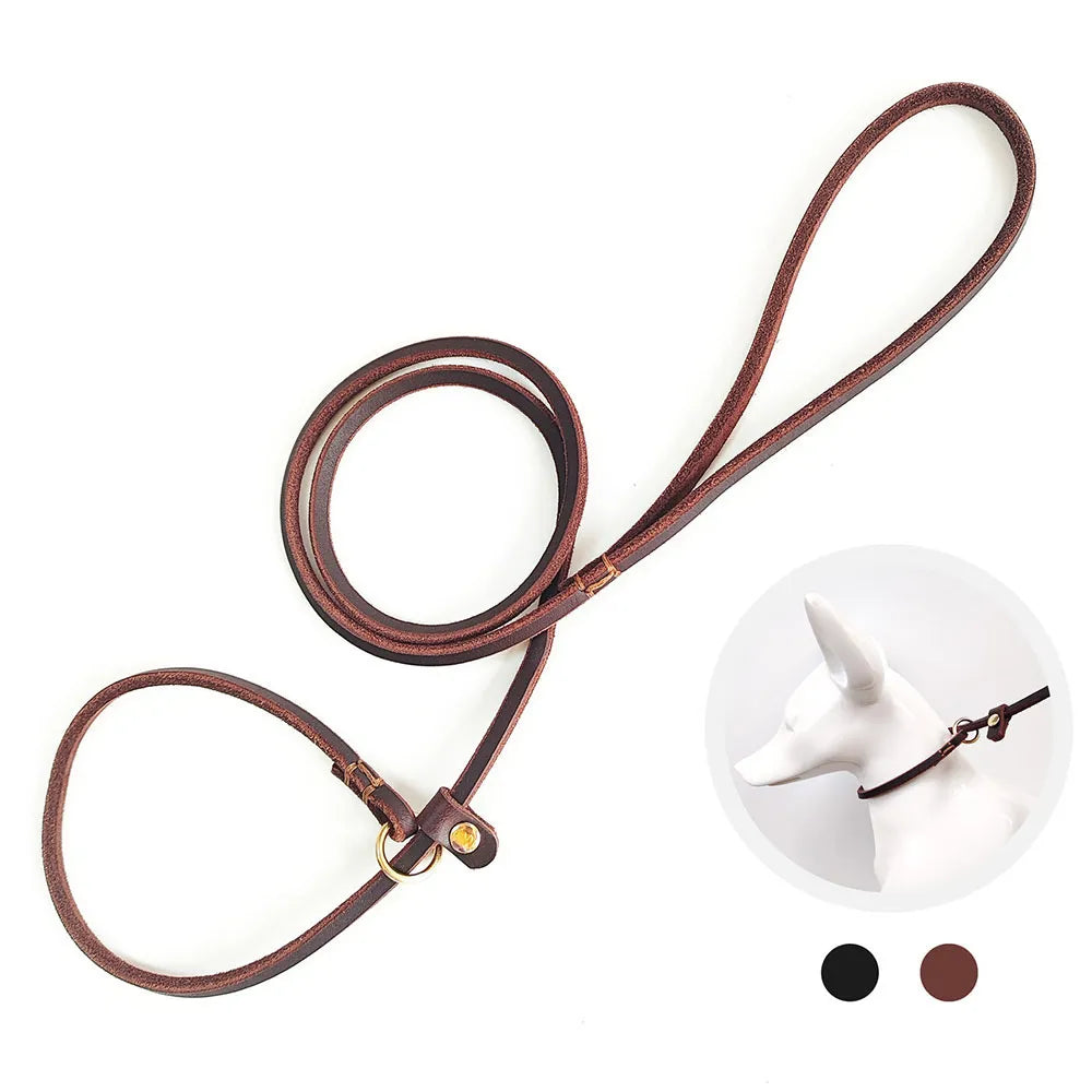 Real Leather Dog Slip Lead Dog Leash