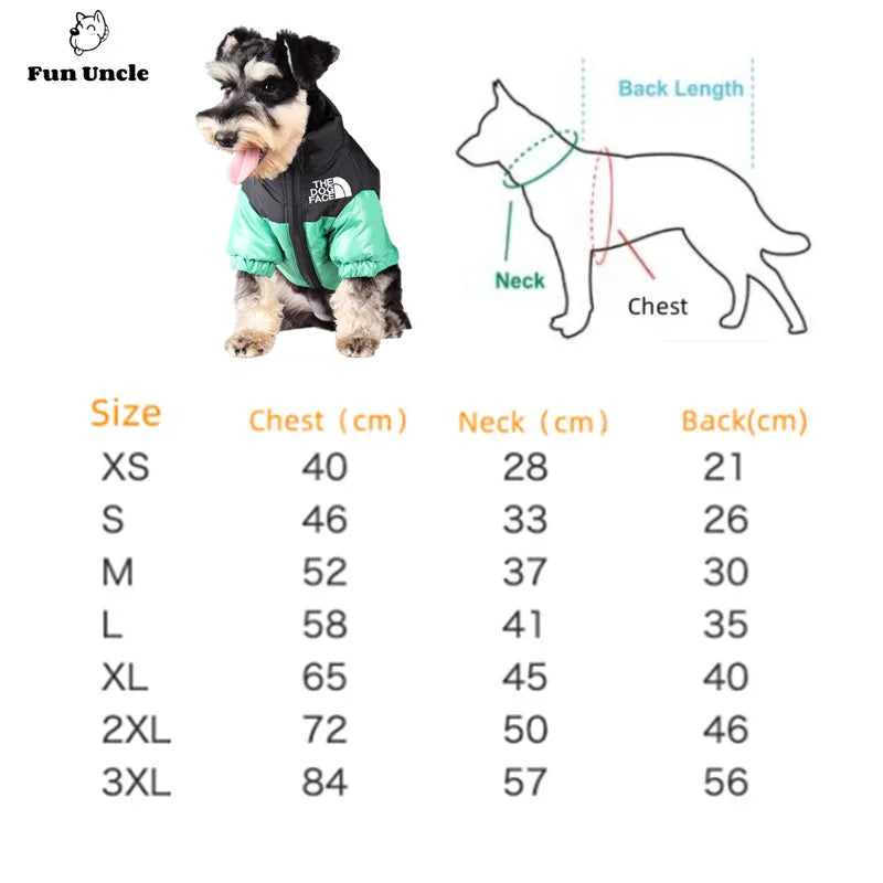 Dog Face Puffer  Weatherproof Coat